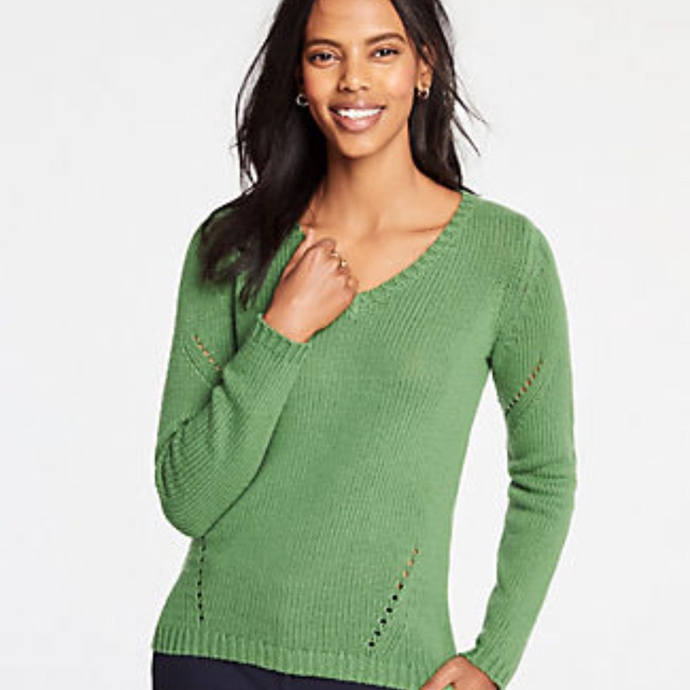 Ann Taylor Green Pullover Knit Sweater